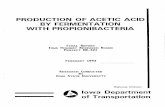 PRODUCTION OF ACETIC ACID BY … OF ACETIC ACID BY FERMENTATION WITH PROPlONlBACTERlA FINAL REPORT IOWA HIGHWAY RESEARCH BOARD PROJECT HR-321 FEBRUARY 1993 RESEARCH CONDUCTED ... TABLE