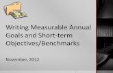 Writing Measurable Annual Goals and Short-term …kentisdse.pbworks.com/w/file/fetch/61776150/Measurab… ·  · 2018-02-26Writing Measurable Annual Goals and Short-term Objectives/Benchmarks
