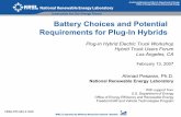 Battery Choices and Potential Requirements for Plug … Choices and Potential Requirements for Plug-In Hybrids Plug-In Hybrid Electric Truck Workshop Hybrid Truck Users Forum Los Angeles,