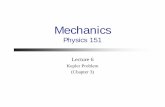 Lecture 6 - Harvard University Department of Physicsusers.physics.harvard.edu/~morii/phys151/lectures/Lecture06.pdf · Lecture 6 Kepler Problem (Chapter 3) ... l mE m k ll du du d