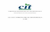 CE 2257 STRENGTH OF MATERIALS LAB - · PDF fileSTRENGTH OF MATERIAL- CIVIL ENGINEERING LAB MANUAL THEORY: - The Universal Testing Machine consists of two units. 1) Loading unit, 2)