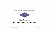 Silver Boomerang earning the Silver Boomerang you have completed these tasks: 1. Health and First Aid (Responsibility for Self) 2. Safety (Responsibility for Self) 3. Ropes (Outdoor