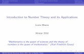 Introduction to Number Theory and its Applicationslucia/courses/2101-10/lecturenotes/05Number... · Introduction to Number Theory and its Applications ... .Section 3.4 2 Prime Numbers,