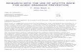 RESEARCH INTO THE USE OF APATITE ROCK FOR ACIDIC DRAINAGE PREVENTION · PDF file · 2015-12-30RESEARCH INTO THE USE OF APATITE ROCK FOR ACIDIC DRAINAGE PREVENTION F. Allen Meek Jr.