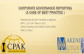 Corporate goverbance Reporting (a case of best practice · PDF filecorporate governance reporting (a case of best practice ) presented by: ... the cadbury committee, ... corporate