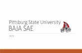 Pittsburg State University BAJA  · PDF fileBAJA SAE 2015 Pittsburg State University. ... •Gage CVT •Custom Carbon Fiber Panels. Manufacturing: Frame. ... PSU Baja promo 2015