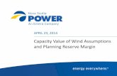 Capacity Value of Wind Assumptions and Planning Reserve Margin Wind Capacity Value... · Capacity Value of Wind Assumptions and Planning Reserve Margin . ... NS Power will test resource