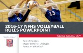 2016-17 NFHS VOLLEYBALL RULES POWERPOINT ... Federation of State Take Part. Get Set For Life. High School Associations 2016-17 NFHS VOLLEYBALL RULES POWERPOINT Rules Changes Major
