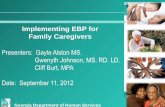 Implementing EBP for Family Caregivers - nasuad.org 2012 Presentations1... · effective staffing model. ... • Enrollment/refusals • Time management of interventionists ... –Caregivers