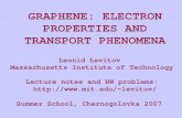GRAPHENE: ELECTRON PROPERTIES AND …levitov/School2007_v1.pdfGRAPHENE: ELECTRON PROPERTIES AND TRANSPORT PHENOMENA Leonid Levitov Massachusetts Institute of Technology Lecture notes