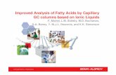 Improved Analysis of Fatty Acids by Capillary GC … Analysis of Fatty Acids by Capillary GC columns based on Ionic Liquids ... AOCS Method Ce 1h-05, ...