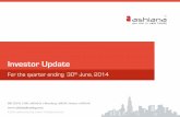 Investor Update - Rakesh Jhunjhunwalarakesh-jhunjhunwala.in/stock_research/wp-content/uploads/...Investor Update For the quarter ending 30th June, 2014 Safe Harbor Except for the historical