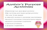 Author’s Purpose Activities · PDF fileAuthor’s Purpose Activities ... One tube of Susan B’s wart ... felt all alone in the pond all by himself. Applebee’s new Fish platter