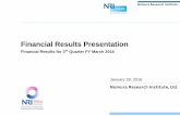 Financial Results Presentation - nri.com · PDF fileFinancial Results Presentation ... recorded OPM in excess of 10%. Project profitability rose as the impact from unprofitable project