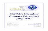 CSRMA Contact Directory - Online Training: Risk Control · PDF file · 2011-05-08RMA Member Co. n. tact Directory Ju. l. y 20070. ... California Sanitation Risk Management Authority