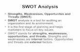SWOT Analysis - WordPress.com Analysis • Strengths, Weaknesses, Opportunites and Threats (SWOT). • SWOT analysis is a tool for auditing an organization and its environment. •