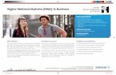 Higher National Diploma (HND) in Business · PDF fileHND in Business The Higher National Diploma (HND) covers the essential elements of business operations through group projects and