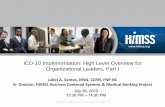 ICD-10 Implementation: High Level Overview for ... Implementation... · ICD-10 Implementation: High Level Overview for Organizational ... • Greater achievement of the benefits of