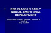 Red Flags in Early Social-Emotional Development May 13, 2010 Karen Moran Finello, PhD Social-Emotional Markers Responsive engagement ÆInitiation Mirrored imitation ÆDeferred imitation