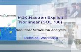 MSC.Nastran Explicit Nonlinear (SOL 700) · PDF fileMSC.Nastran Explicit Nonlinear (SOL 700) ... 9Pre-Stressing & Restart ... What is MSC.Nastran Sol 700 ?What is MSC.Nastran Sol 700