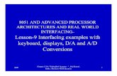 Lesson-9 AND ADVANCED PROCESSOR ARCHITECTURES AND REAL WORLD INTERFACING – Lesson-9 Interfacing examples with keyboard, displays, D/A and A/D Conversions. 2008