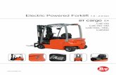 Electric Powered Forklift - BT files/TMHI_PI... · Electric Powered Forklift 1.5 ton Truck specifications C4E150 Identification 1.1 Manufacturer BT 1.2 Model C4E150 1.3 Drive Electric