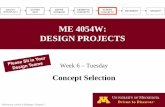 ME 4054W: DESIGN PROJECTS 6 – tuesday . concept selection . me 4054w: design projects identify opportunity define problem . generate concepts . gather info implement . screen