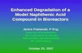 Enhanced Degradation of a Model Naphthenic Acid ... - · PDF fileEnhanced Degradation of a Model Naphthenic Acid Compound in Bioreactors Janice Paslawski, P.Eng. University of Saskatchewan
