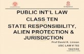 PUBLIC INT’L LAW CLASS TEN STATE · PDF fileSTATE RESPONSIBILITY, ALIEN PROTECTION & JURISDICTION ... account covered by banking secrecy law ... Congress decides to change law mandated