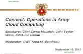 Connect: Operations in Army Cloud Computing · PDF file · 2013-09-12Connect: Operations in Army Cloud Computing ... Service ICAM Continuous Monitoring ... Security (TLA) Stack Build-out