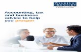 Accounting, tax and business advice to help you prosper tax and business advice to help you prosper Here to help your business prosper SMEs are the primary creators of employment and