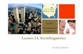 Lesson 14. Sociolinguistics - Department of · PDF fileLesson 14. Sociolinguistics Soohyun Kwon + Overview of Today’s lecture 1. What is Sociolinguistics? 2. Sociolinguistic fieldworks