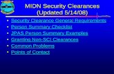 Security Clearance General Requirements Person …nrotc.ufl.edu/files/summertraining/MidSecurityClearances.pdf · MIDN Security Clearances (Updated 5/14/08) •Security Clearance