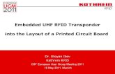 Embedded UHF RFID Transponderinto the Layout of a Kathrein RFID Dr. Iliev, CST UGM 2011 1 Embedded UHF RFID Transponder into the Layout of a Printed Circuit Board Dr. Stoyan Iliev