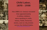 Child Labor, 1870 - 1938 - Windham Textile - The Mill · PDF fileChild Labor, 1870 - 1938 ... 1881 Newly formed AFL supports state minimum age laws ... the New York labor movement