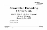 Scrambled Encoding For 10 GigE - IEEEgrouper.ieee.org/groups/802/3/10G_study/public/june99/bottorff_1... · Scrambling = High Efficiency • 25% more efficient than 8b10b block code