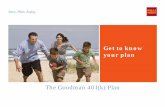 The Goodman 401(k) Plan · PDF fileGoodman will match 100% of every $1.00 you contribute to the plan, up to $3,000 per year. The match is made on an annual basis in late January