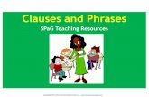 SPaG Teaching Resources - Blessed Trinity RC College ... · PDF filePhrases Clauses are made up of phrases. Phrases are made up of small groups of words that form a meaningful unit