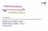 BT Group plc · PDF fileQ4/full year 2012/13 results and business update – Part 1 10 May 2013 BT Group plc