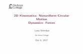 2D Kinematics: Nonuniform Circular Motion Dynamics: Forcesnebula2.deanza.edu/~lanasheridan/4A/Phys4A-Lecture10.pdf · 2D Kinematics: Nonuniform Circular Motion ... Uniform Circular