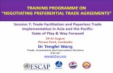TRAINING PROGRAMME ON - unescap.org 7 - Trade facilitation... · TRAINING PROGRAMME ON ... Phnom Penh, Cambodia Session 7: Trade Facilitation and Paperless Trade ... (e.g. e-commerce