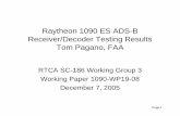 Raytheon 1090 ES ADS-B Receiver/Decoder Testing Results Tom Pagano… AD… ·  · 2013-01-06Raytheon 1090 ES ADS-B Receiver/Decoder Testing Results Tom Pagano, FAA ... -9 0 -8 8