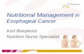 Nutritional Management in Esophageal Cancer - KARVANCP Postop •Transition to ... •Prevents dumping syndrome (abdominal pain, nausea, dizziness, diarrhoea) ... •Food not going