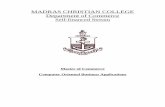 MADRAS CHRISTIAN COLLEGE Department of Commerce · PDF fileMADRAS CHRISTIAN COLLEGE Department of Commerce ... 15 Project 100 5 ... Financial Accounting on Computers using Tally 4.