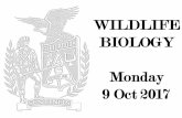 WILDLIFE BIOLOGY Monday 9 Oct 2017 - Steilacoom · PDF fileup the mission of the Forest Service ... Reflection: Nothing at this time. WILDLIFE ... Great Migrations is a seven-episode