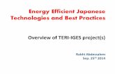 Energy Efficient Japanese Technologies and Best …sameeeksha.org/pdf/presentation/Energy_efficient...Energy Efficient Japanese Technologies and Best Practices Overview of TERI-IGES