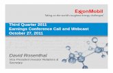 Third Quarter 2011 Earnings Conference Call and …cdn.exxonmobil.com/~/media/Global/Files/Earnings/2011/news... · Third Quarter 2011 Earnings Conference Call and Webcast ... Increased