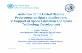 Activities of the United NationsActivities of the United … Space Technology Basic Space Technology Initiative (BSTI)Initiative (BSTI) Launched 2009 to support cappy gacity building