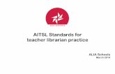 AITSL Standards for teacher librarian practice - alia.org.au Standards for...AITSL Standards for teacher librarian practice ALIA Schools ... promotes equal access for all school members