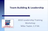 Team Building & Leadership - Mike  · PDF fileWorkshop Mike Taylor, C.P.M. ... Team building is a planned effort made in order to improve ... -John G. Miller, author of QBQ